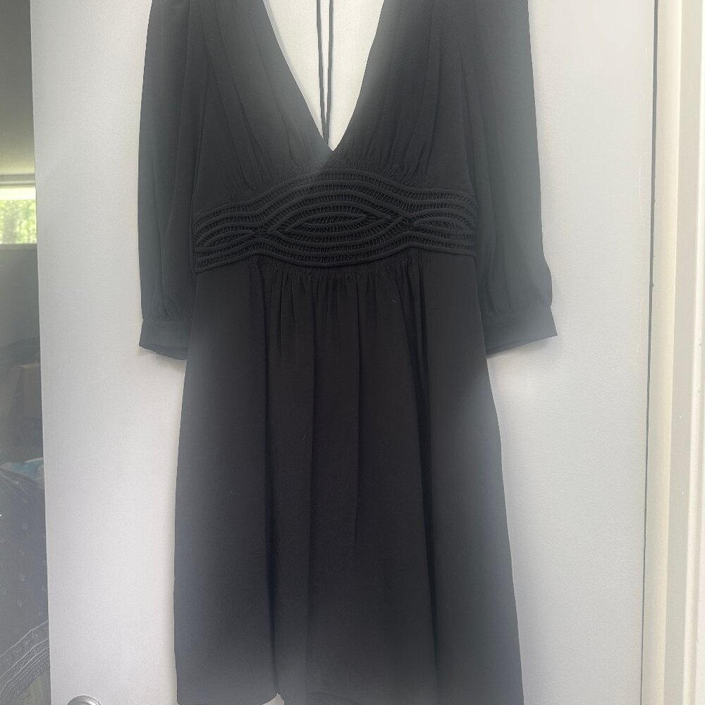 TIBI Black Dress Sz 4- Silk & Sutache Waist detailing- Perfect LBD